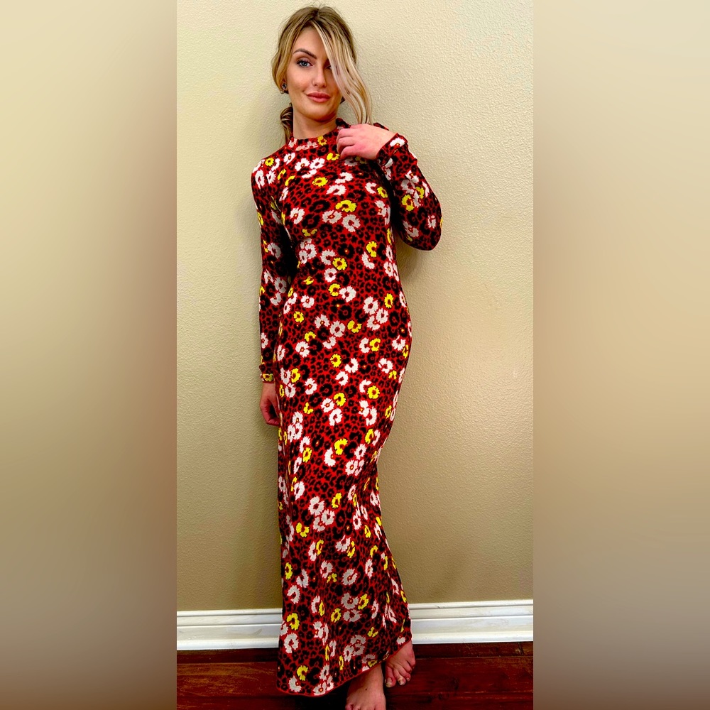 The Kooples Long wool dress with floral print